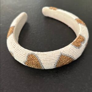 Anthropologie hearts Beaded headband  in White and gold & silver
